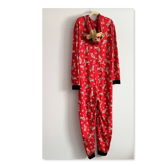 Matching Family Pajamas Reindeer Antler Zipper Onesie RED SZ 2XL / DAD - Picture 5 of 9